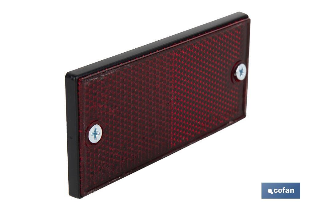 CATADIÓPTRICO RECTANGULAR ROJO 106 X 50 MM CON TORNILLOS