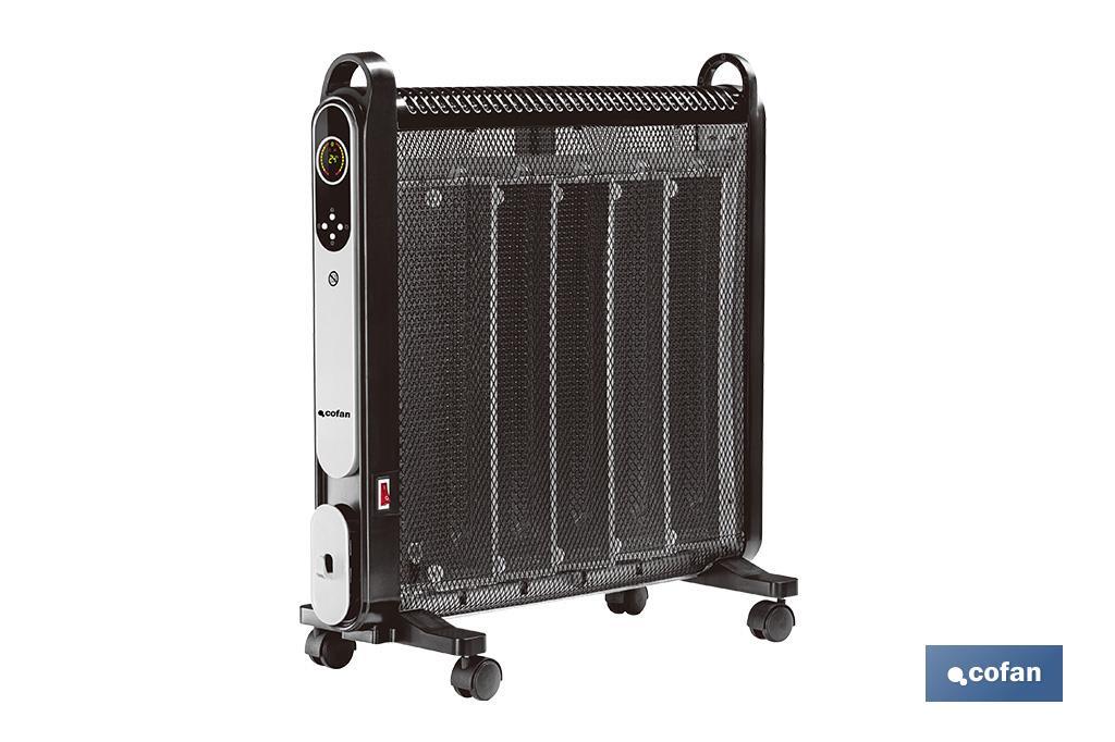 RADIADOR DE MICA NEGRO 2000W TEMPORIZADOR-MANDO
